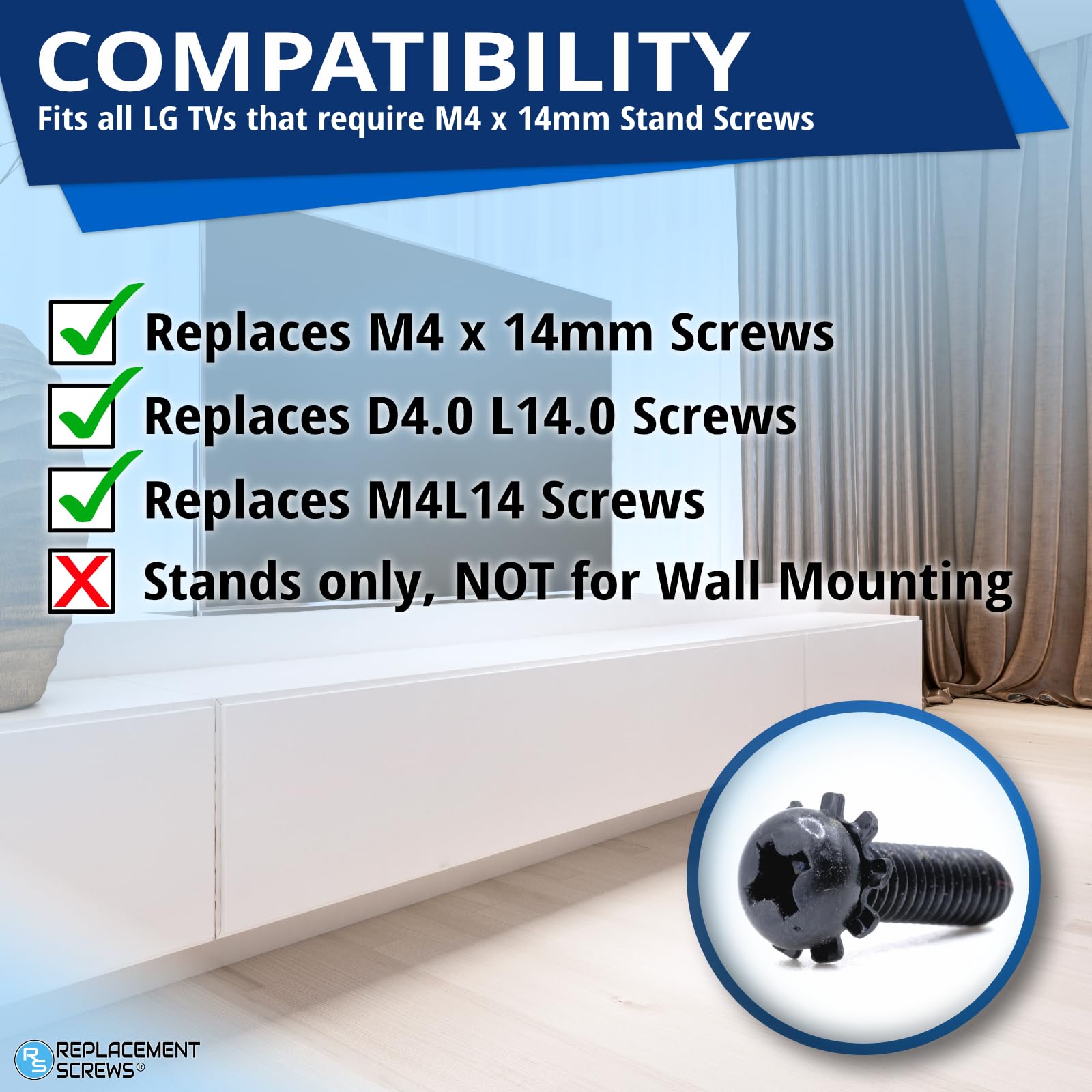 Amazon | ReplacementScrews 交換用ネジ M4 14mm ネジ 多くのLGテレビ